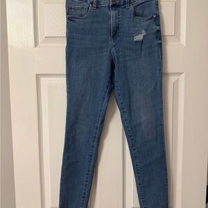 Express Skinny High Rise Raw Hem Distressed Jeans Size S 0 2 4